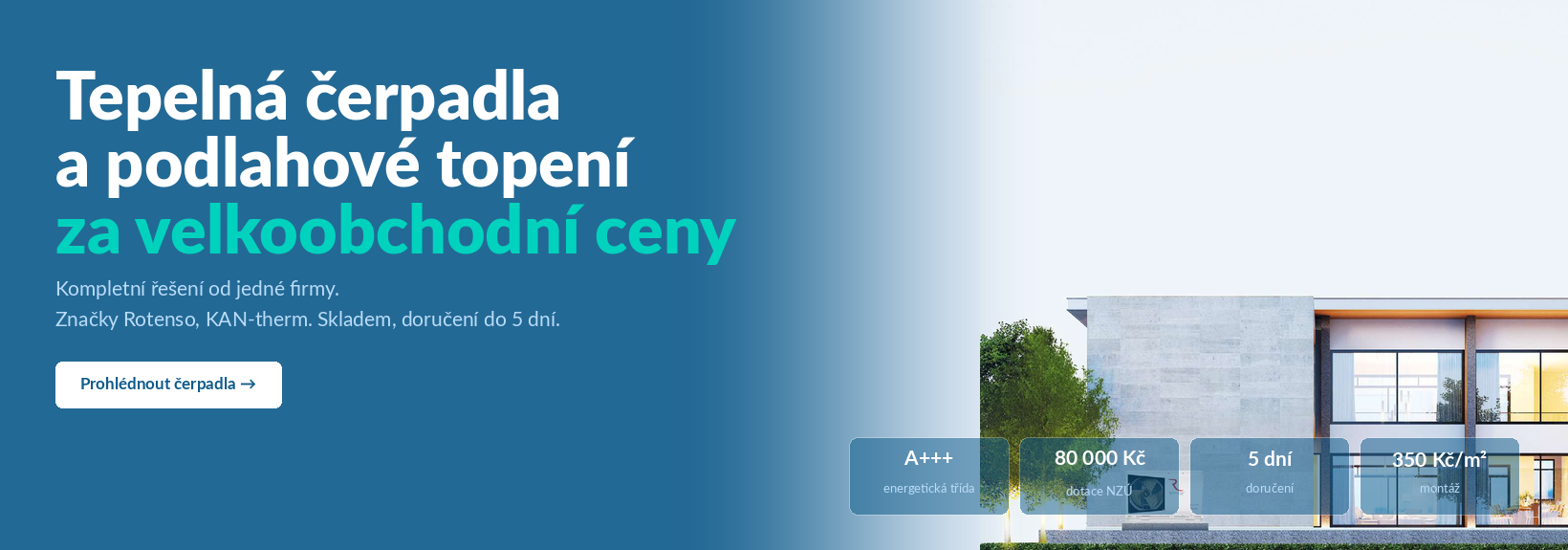 Tepelná čerpadla a podlahové topení za velkoobchodní ceny