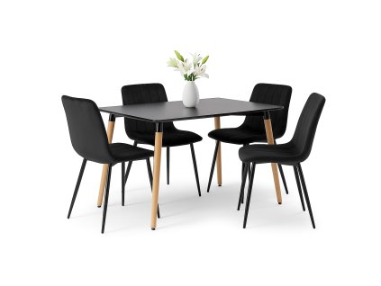 jidelni stul marko 120x80 cm cerna deska drevene nohy jidelni zidle lucca cerne set