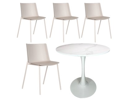 jidelni set carmi bezove zidle stul beluga mramor 80cm
