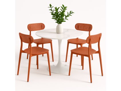 jidelni set tola pastelove cervena zidle stul beluga mramor 80cm
