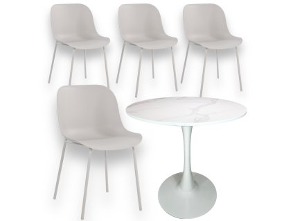 jidelni set alume bezova zidle stul beluga mramor 80cm