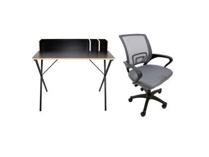 Set pracovní stůl Luna Černý + židle Argo Šedá