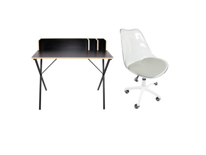 Set pracovní stůl Luna Černý + židle Roma