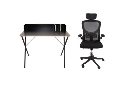 Set pracovní stůl Luna Černý + židle APA PRO Černá