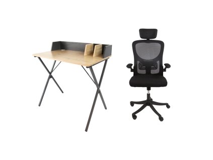 Set pracovní stůl Luna Dub sonoma + židle APA PRO ČERNÁ