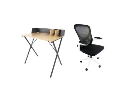Set pracovní stůl Luna Dub sonoma + židle APA Černá