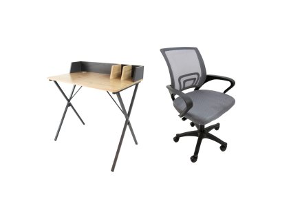 Set pracovní stůl Luna Dub sonoma + židle Argo šedá