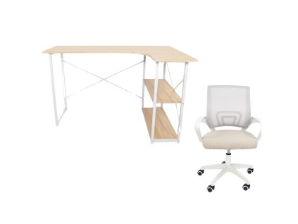 Set pracovní stůl Quest Dub sonoma + židle Argo béžová