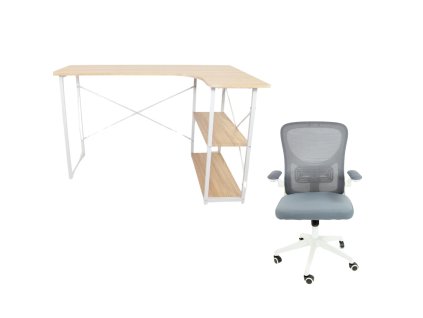 Set pracovní stůl Quest Dub sonoma + židle APA Šedá