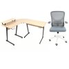 Set rohového stolu Hast - Dub/Černý + židle APA šedá/bílá konstrukce