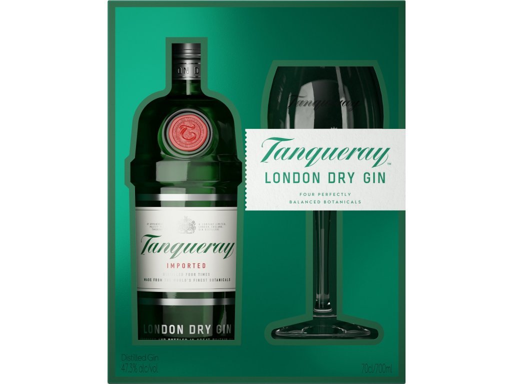 Tanqueray London Dry Gin 43,1% 0,7 + Sklenička, Dárkové balení