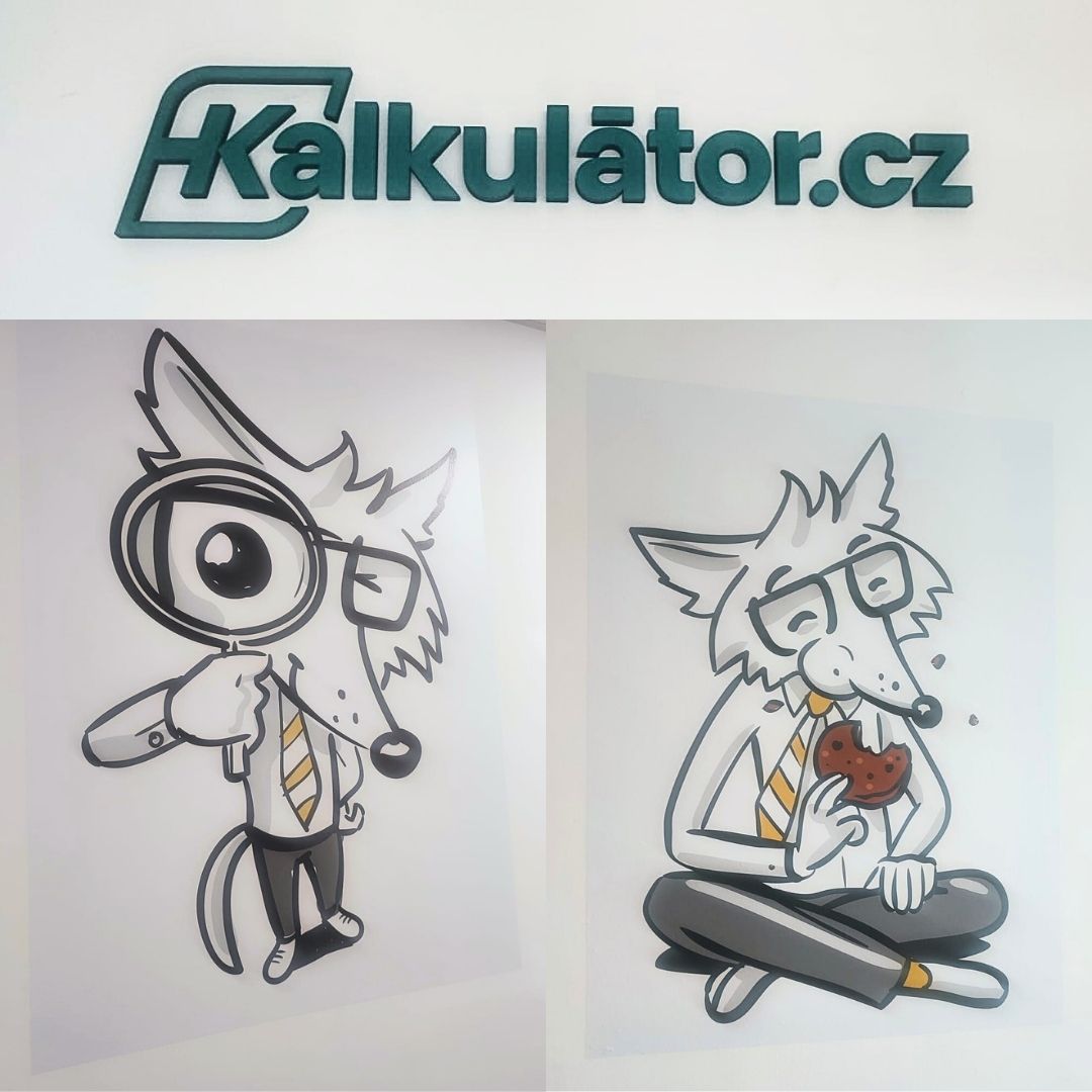 Kalkulátor 3D logo do kanceláře a samolepky na zeď do chodby