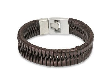 Kožený náramek SPIKES SL0039-BRN