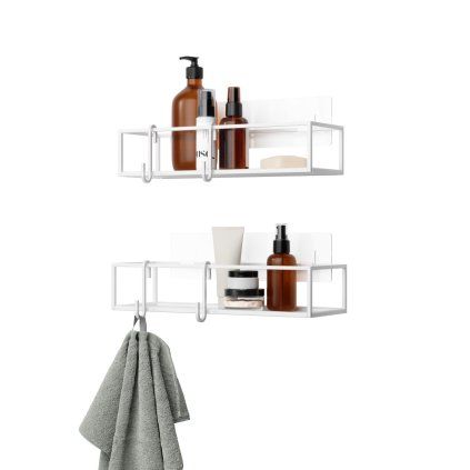 0065616 kovovy kosik do sprchy cubiko set2ks bily