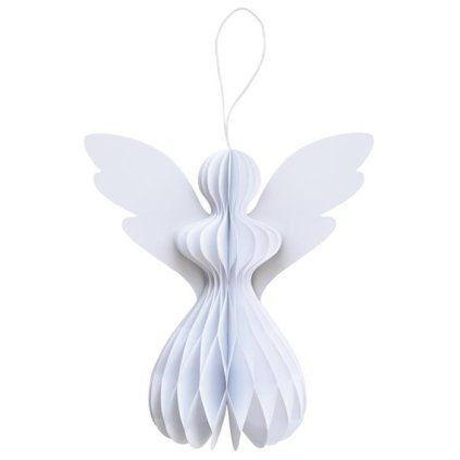 0061571 bily papirovy andel 22 cm 0