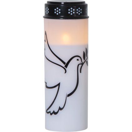 LED hřbitovní svíčka DOVE V.21 cm bílo-černá