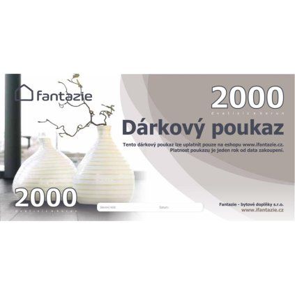 Dárková poukázka v hodnotě 2000 Kč