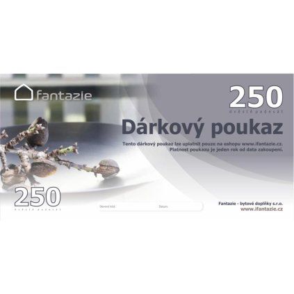 Dárková poukázka v hodnotě 250 Kč