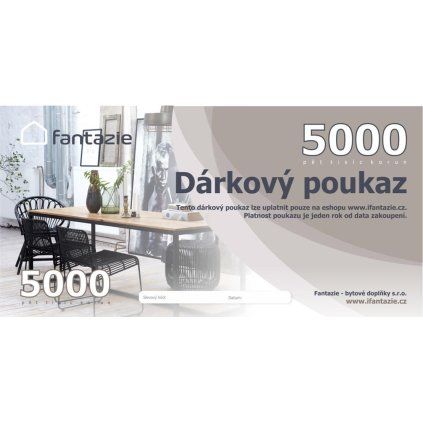 Dárková poukázka v hodnotě 5000 Kč