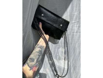 Papírová crossbody // shiny black ~ chain