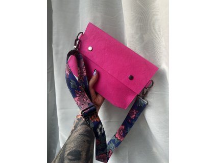 Papírová crossbody // fuchsia ~ flowers
