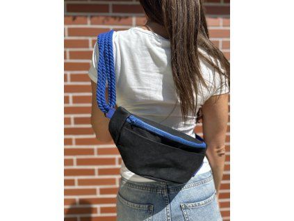 Papírová ledvinka s lanem // black matte + king blue