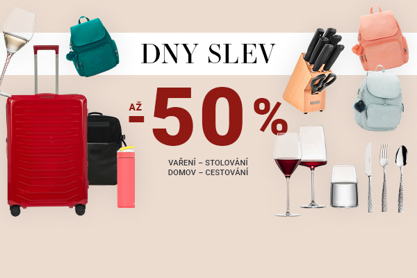 Od 11.9 do 21. 9. 2026 – značky Kipling, Bric's, Guzzini, Zwiesel, Kambukka, Wüsthof a další