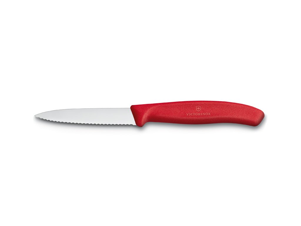 Nůž na zeleninu 8 cm vlnkované ostří červený  Victorinox