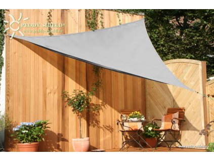 Trojúhelníková sluneční plachta 360 x 360 x 360 cm – šedá – stínicí tkanina  Peddy Shield