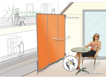 3x rám – větruodolný skládací paraván – barva terracotta/oranžová  Peddy Shield