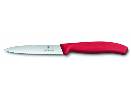 Nůž na zeleninu s vlnkovaným ostřím 10 cm červený  Victorinox