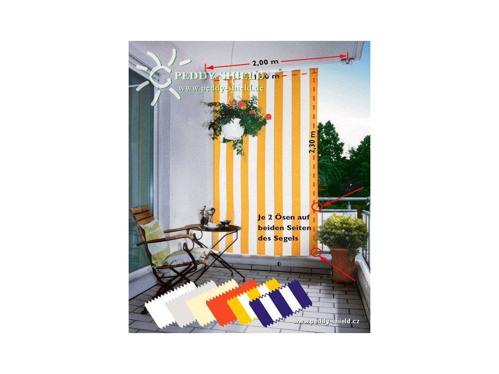 Súprava napínacej techniky so šikmou slnečnou plachtou 230 x 140 cm terakota Peddy Shield