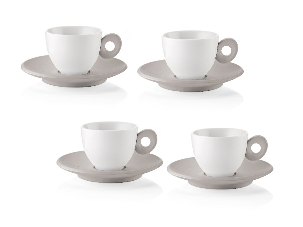 Súprava 4 ks šálok a tanierikov na espresso Taupe Guzzini