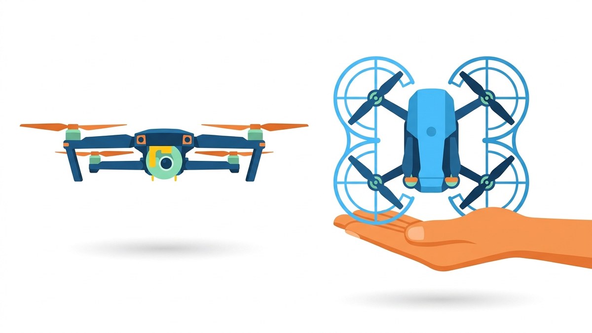 DJI Mini 3 s odkrytými vrtuľami vedľa DJI Flip s celoplošnými krytmi vrtúľ na dlani