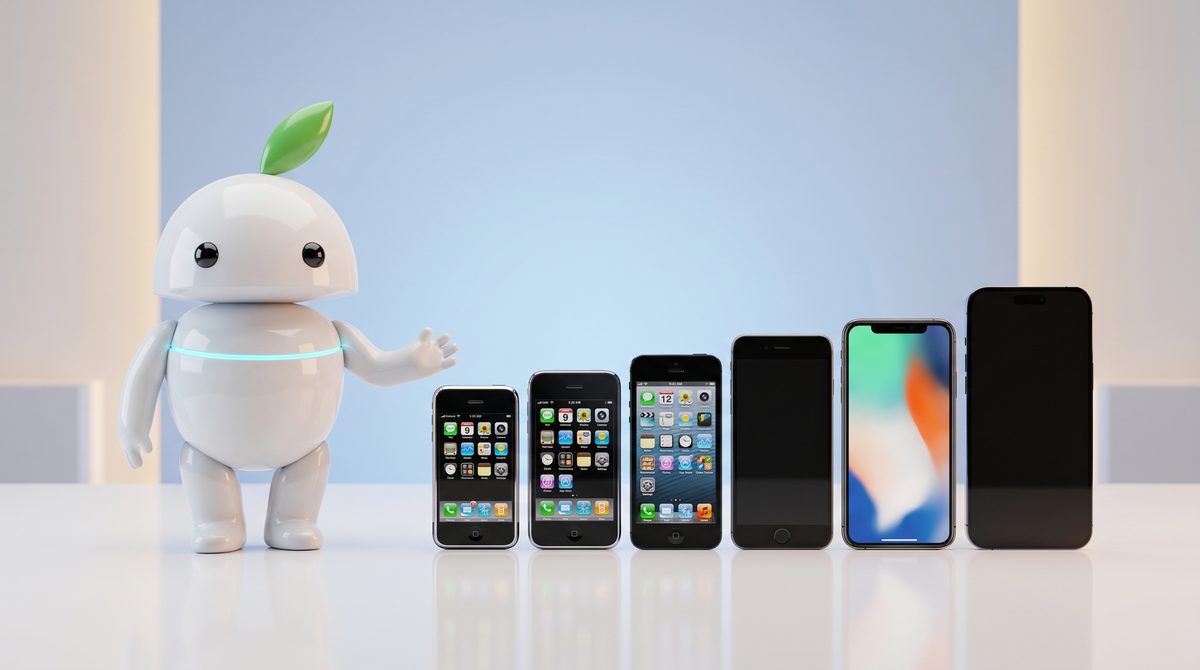 Maskot iguru.sk s radom iPhonov – výkup iPhone všetkých generácií od iPhone 8 po iPhone 17 Pro Max