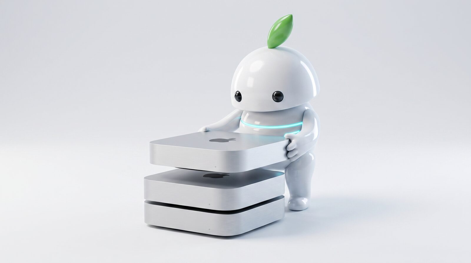 Maskot iguru.sk skladá Mac mini počítače na seba – výkup Mac mini
