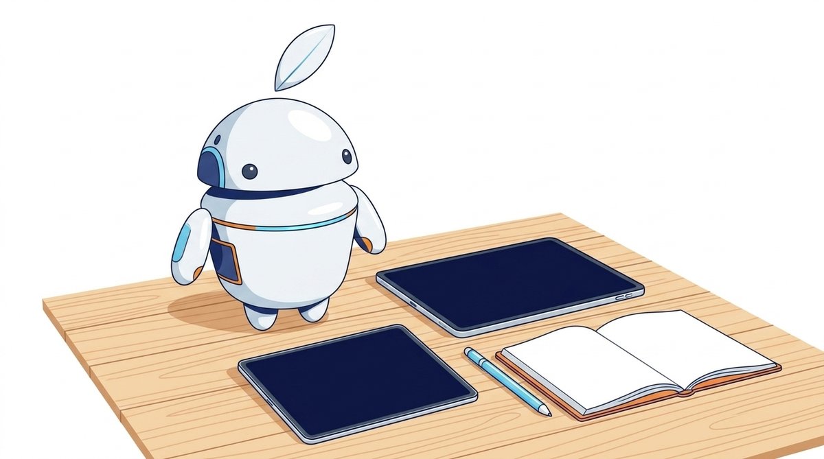 Maskot iguru.sk pri dvoch tabletoch iPad na školskom stole - porovnanie iPad 10 a iPad Air M2 na školu