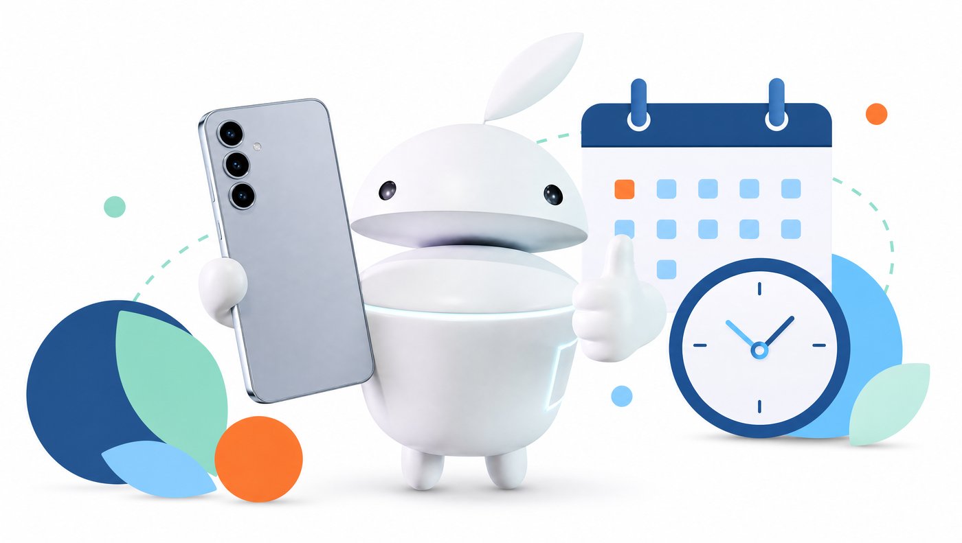 Maskot iguru.sk drží repasovaný Samsung Galaxy S25 na modrom pozadí