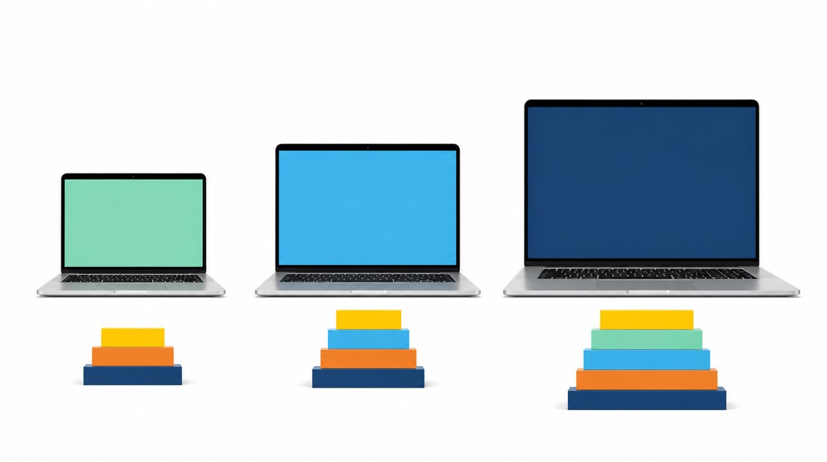 Tri pracovné notebooky vedľa seba ako ukážka troch cenových tried na home office