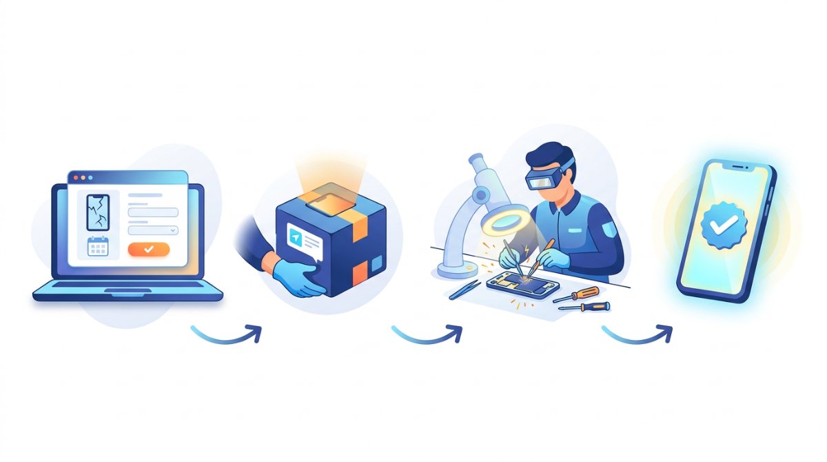Ako prebieha online servis mobilov a elektroniky v iguru.sk – formulár, Packeta, diagnostika, oprava a doručenie