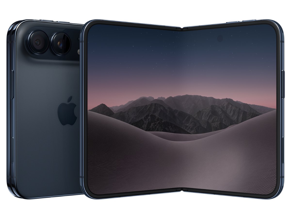 iPhone Duo vo farbe Night Sky – zložený vonkajší displej aj rozložený vnútorný panel