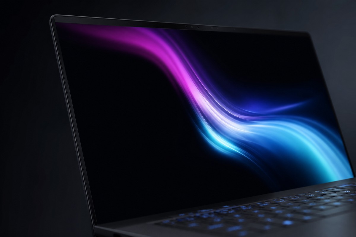 Detail OLED displeja a tenkých rámikov herného notebooku ASUS ROG Zephyrus G16 GU605MV