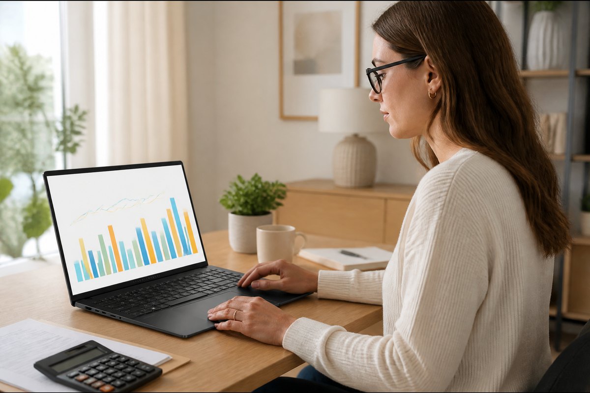 Muž pracuje na tablete Microsoft Surface Pro 9 pripojenom k doku a externému monitoru v kancelárii