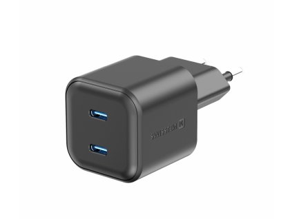 Nabíjačka / Adaptér Swissten GaN nabíjačka 2x USB-C 20W – čierna | iguru.sk