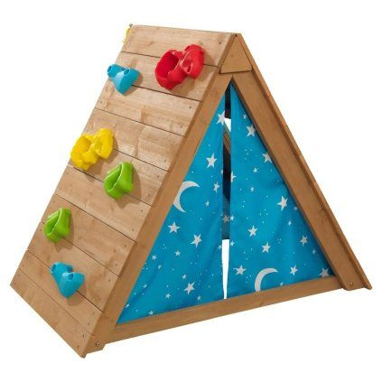 Dřevěný stan s horolezeckou stěnou A-frame -7