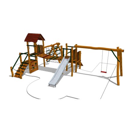 Sestava z akátu s houpačkou Permoník