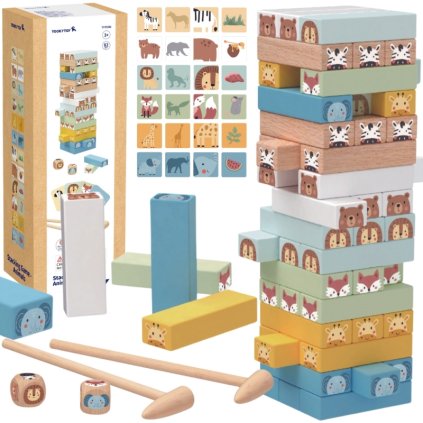 Edukační dřevěné kostky Jenga - Zvířátka 07