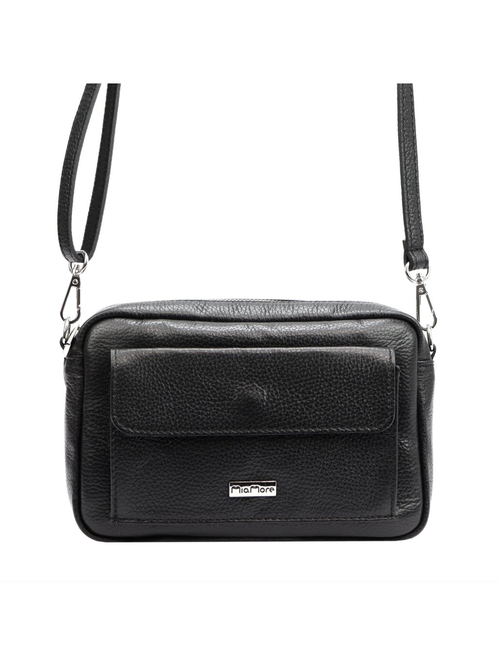 Kožená crossbody kabelka MiaMore 01-041 černá