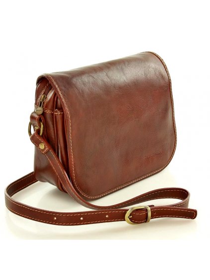 Kožená crossbody kabelka Mazzini M17M9 hnědá