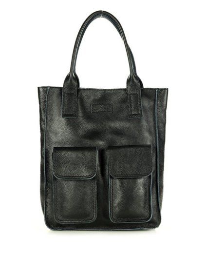 KOŽENÁ SHOPPER BAG KABELKA VERA PELLE 04X černá